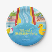 ウォーターパークスライドチャイルドバースデーパーティー ペーパープレート (正面)