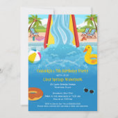 ウォーターパークスライドチャイルドバースデーパーティー 招待状 (正面)
