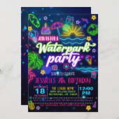 ウォーターパークバースデーパーティーの招待 招待状 (正面/裏面)