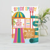 ウォーターパークバースデーパーティースプリッシュスプラッシュブライト 招待状 (スタンド正面)