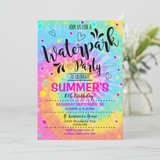 ウォーターパークパーティの招待状絞り染めウォーターパーク 招待状 (スタンド正面)