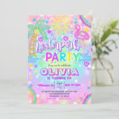 ウォーターパークパーティー招待状 ネオン レインボー 水公園 招待状 (スタンド正面)