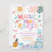 ウォーターパークパーティ 夏の誕生日招待状 招待状 (正面)