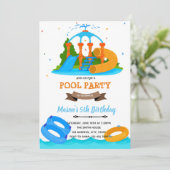 ウォーターパークプールの誕生日の招待 招待状 (スタンド正面)