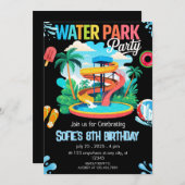 ウォーターパークプールパーティー誕生日 招待状 (正面/裏面)