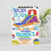 ウォーターパーク子供の誕生日カスタム 招待状 (スタンド正面)