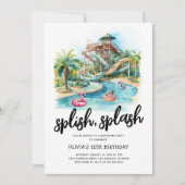 ウォーターパーク子供の誕生日パーティー 招待状 (正面)