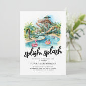 ウォーターパーク子供の誕生日パーティー 招待状 (スタンド正面)