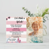 ウォーターパーク誕生日プールサマーガーリー誕生日 招待状 (スタンド正面)