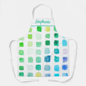 ウォーターパーソナライズされたカラーアーティストグリーンターコイズ エプロン (正面)