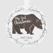 ウォーターパーソナライズされたカラーベアベビー初めてのクリスマス オーナメント (正面)