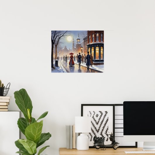 ウォータービクトリアンカラーカロラーズインスノーイ通り ポスター (ホームオフィス)