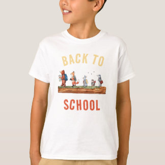 ウォーターフォレストの友達の水彩画 バックトゥスクール Tシャツ