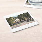 ウォーターフォードCT、コネチカット、イン&コテージポスト スクエアペーパーコースター (アングル)