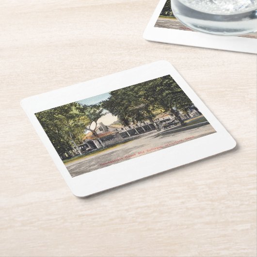 ウォーターフォードCT、コネチカット、イン&コテージポスト スクエアペーパーコースター (アングル)