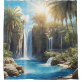 ウォーターフォールのオアシスシャワーカーカスタムテン画像 シャワーカーテン (正面)