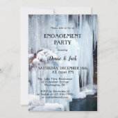 ウォーターフォールアイスアンドライトスパークル婚約 招待状 (正面)
