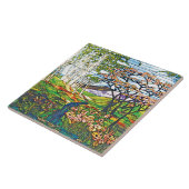 ウォーターフォールアイリス樺の木ティファニーステンドグラスヴィンテージ タイル (側面)