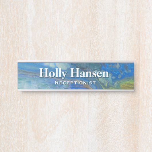 ウォーターフォールアクリルフローアート机用ネームプレート サインプレート (正面)