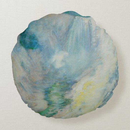 ウォーターフォールイエローストーンbyトワクトマンヴィンテージアート ラウンドクッション (裏面)