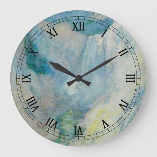 ウォーターフォールイエローストーンbyトワクトマンヴィンテージアート ラージ壁時計 (正面)