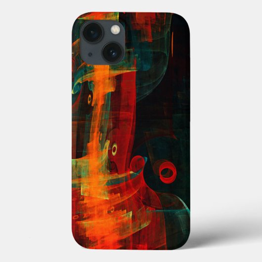 ウォーターフォールオレンジレッドブルー抽象芸術アート Case-Mate iPhoneケース (裏面)
