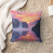 ウォーターフォールサンセットピロー2つの異なる側面 クッション (ブランケット)