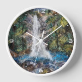 ウォーターフォールズウールニードルフェルトアートカラフルプリント 壁時計 (正面)