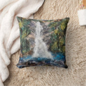 ウォーターフォールズウールニードルフェルトアートブルー クッション (ブランケット)
