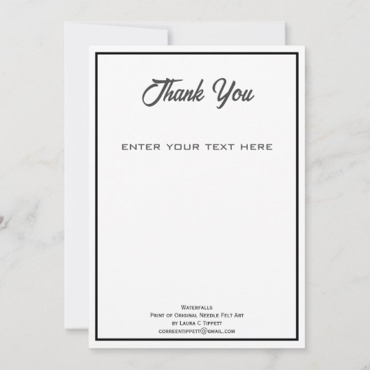 ウォーターフォールズウールニードルフェルトアートプリントサンキューユア サンキューカード (裏面)