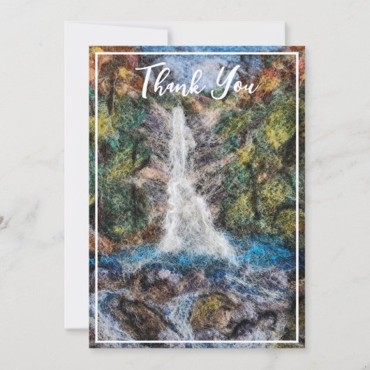 ウォーターフォールズウールニードルフェルトアートプリント自然 サンキューカード (正面)