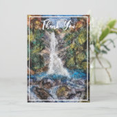 ウォーターフォールズウールニードルフェルトアートプリント自然 サンキューカード (スタンド正面)
