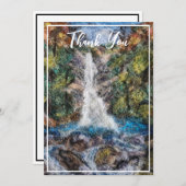 ウォーターフォールズウールニードルフェルトアートプリント自然 サンキューカード (正面/裏面)