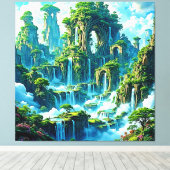 ウォーターフォールツリーキングダムドリーム キャンバスプリント (インサイチュ (ウッドフロア))