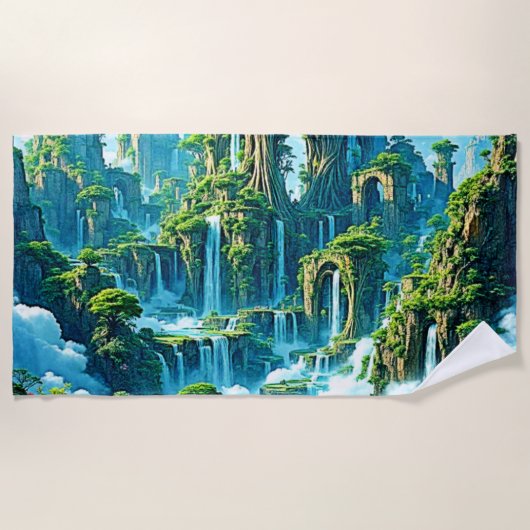 ウォーターフォールツリーキングダムドリーム ビーチタオル (正面)