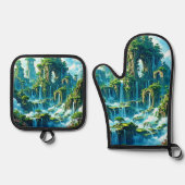 ウォーターフォールツリーキングダムドリーム 鍋つかみ&鍋敷きセット (正面)