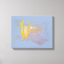 ウォーターフォールブルー/グレーキャンバス印刷