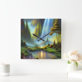 ウォーターフォールマウンテンバレー スクエア壁時計 (ホーム)