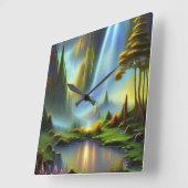 ウォーターフォールマウンテンバレー スクエア壁時計 (傾斜)