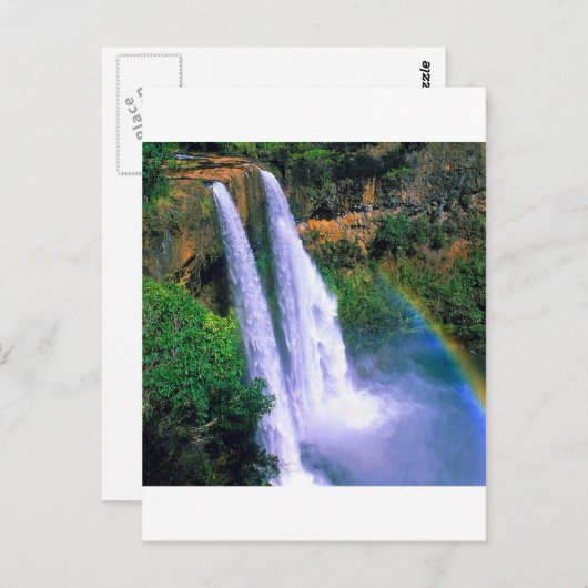 ウォーターフォールワイルアカウアイハワイ ポストカード (正面/裏面)