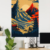 ウォーターフォール浮世絵スタイル ポスター (ホームオフィス)