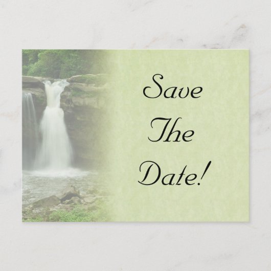 ウォーターフォール結婚式の日付はがきを保存 案内ポストカード (正面)