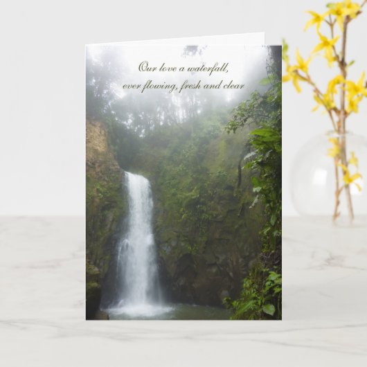 ウォーターフォール記念日グリーティングカード カード (黄色い花)