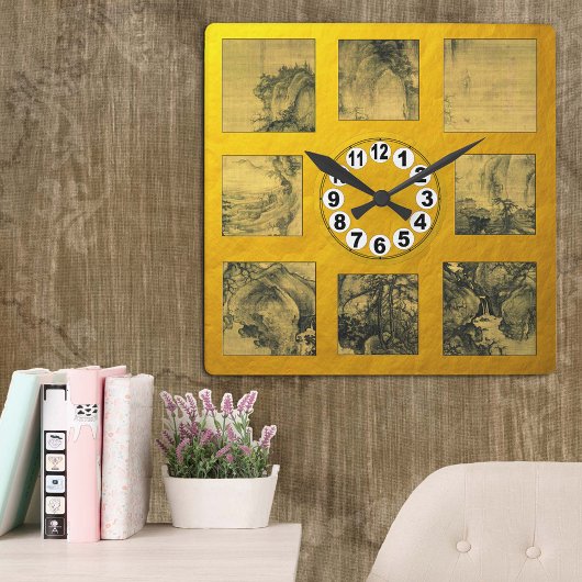 ウォーターフォール&アーリー春(光習中国の) スクエア壁時計