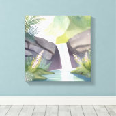 ウォーターフォール・ウィスパー | 自然水彩（横） キャンバスプリント (インサイチュ (ウッドフロア))