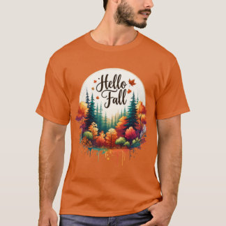 ウォーターフォール・パンプキン・オータム・フラワーのもこもこ秋の気配 Tシャツ