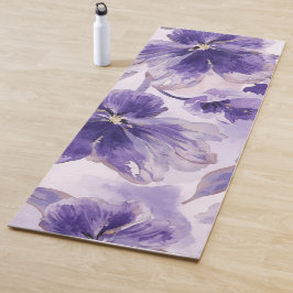 ウォーターフラワー紫の花の絵 ヨガマット