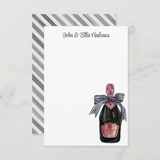 ウォーターフランスのカラーシャンパストライプのン サンキューカード (正面/裏面)