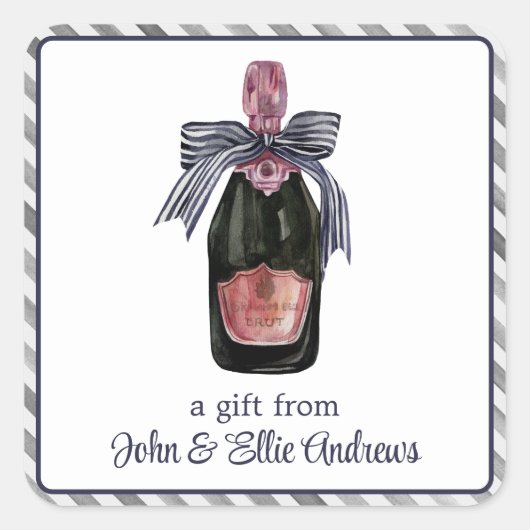 ウォーターフランスのカラーシャンパストライプのーニュ スクエアシール (正面)