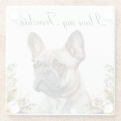 ウォーターフランスのカラーペットブルドパーソナライズされたッグ ガラスコースター (裏面)